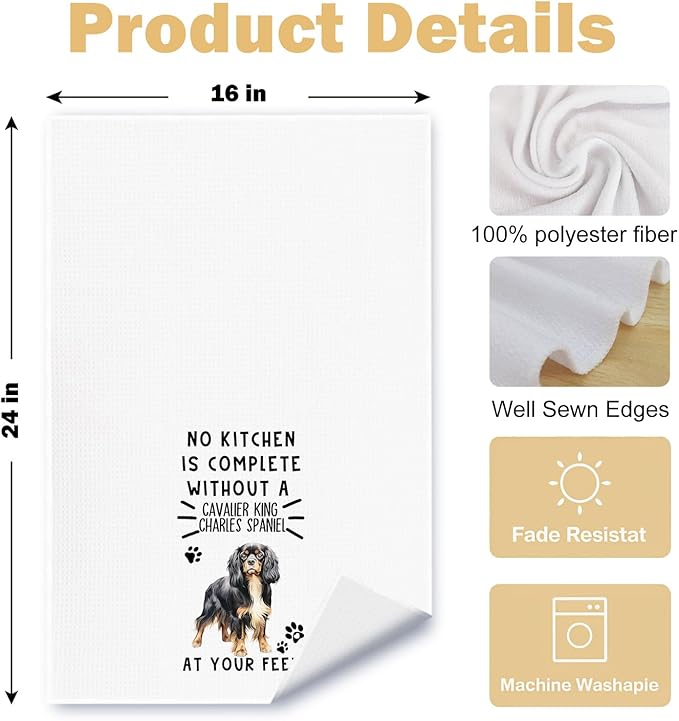 Cavalier King Charles Spaniel Dog Kitchen Towels, Cavalier King Charles Spaniel Gifts Dish Tea Towels for Kitchen Decor, Dog Mom Gifts Decorative Hand Towel, 16x24 Inches
