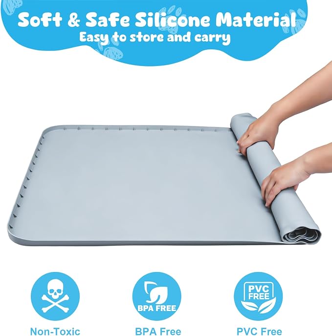 Pee Pad Holder, 32×46 Inch Thickened Silicone Dog Pee Pad Holder Tray | Non Slip Raised Edge Anti Spill Puppy Pad Holder with 4 Fixed Clamps, Easy Cleaning Floor Protection for Puppy Potty Training
