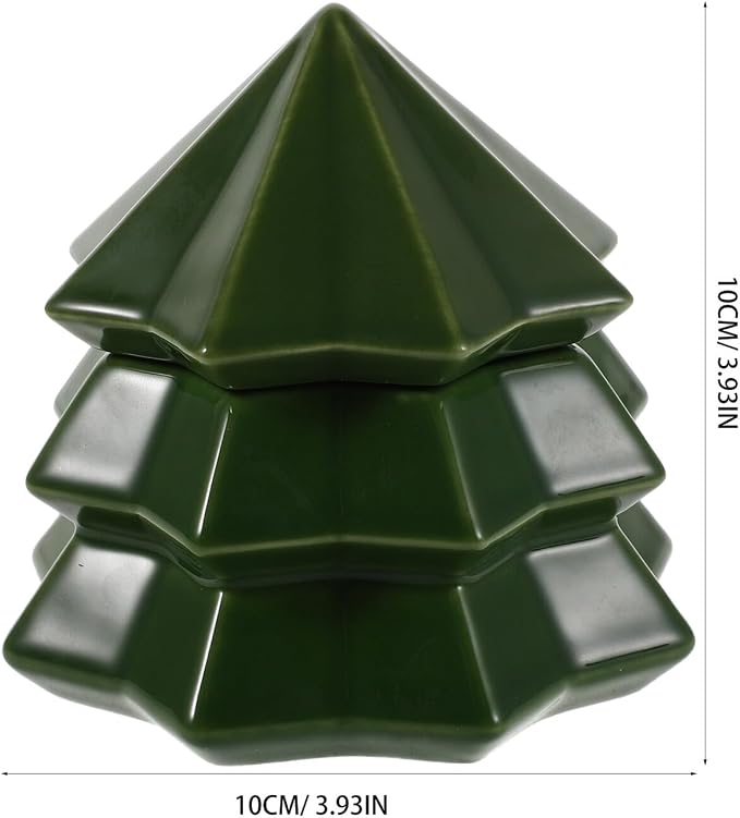 LABRIMP Christmas Tree Ceramic Canister with Lid, Holiday Kitchen Storage Jar for Sugar, Candy, and Pet Treats, Green Sealed Food Container for Xmas Countertop Decoration