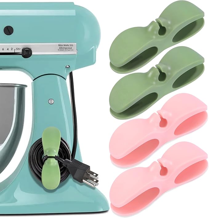 SisBroo Cord Organizer for Appliances, 4PCS Kitchen Appliance Cord Winder Cable Organizer, Cord Holder Cord Wrapper for Appliances Stick on Pressure Cooker, Mixer, Blender, Coffee Maker, Air Fryer