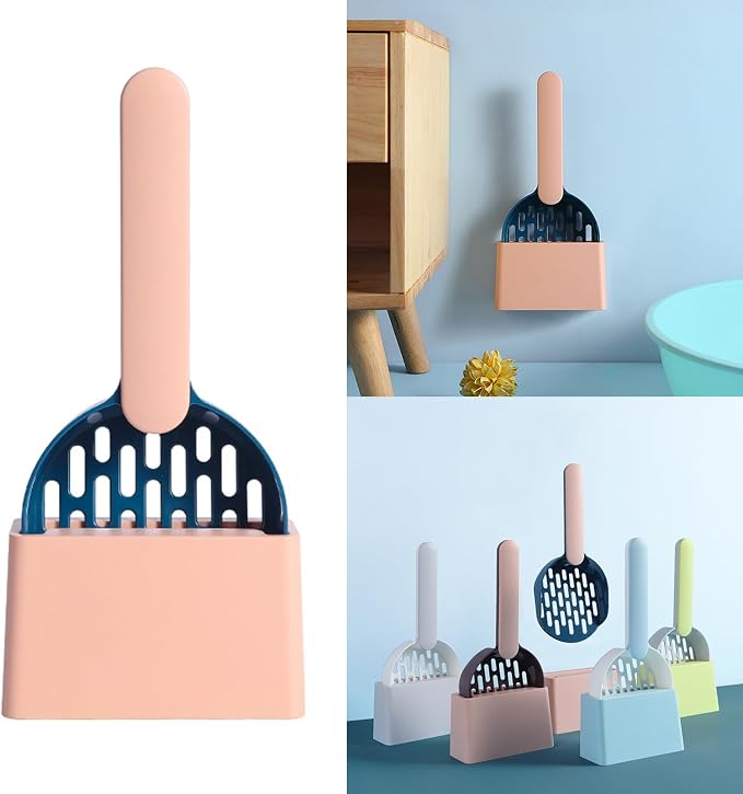 Pet Litter Scooper for Kitten Litter Tool Kits Pour Out with Stand Device