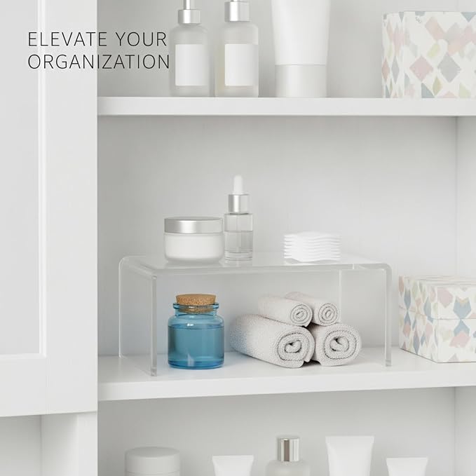 Clear PET Storage Canisters, Square Bathroom Vanity Organizers for Medicine Cabinet, Set of 4 (1 PC)