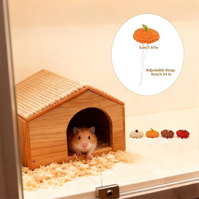 4 Pcs Hamster Hats Mini Party Hats for Small Animals, Cute Hand Knitted Beret Tiny Hats for Snakes Lizards Bearded Dragon Guinea Pig Bunny Reptile Hamster Pet Clothes Holiday Party Costume Accessories