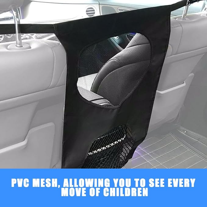 Car Mesh Organizer, Vehicle Seat Back Net Bag Barrier for Backseat Pet Kids, Auto Driver Storage Netting Pouch Holder for Cargo Tissue Purse, Universal for SUV, Truck, RV