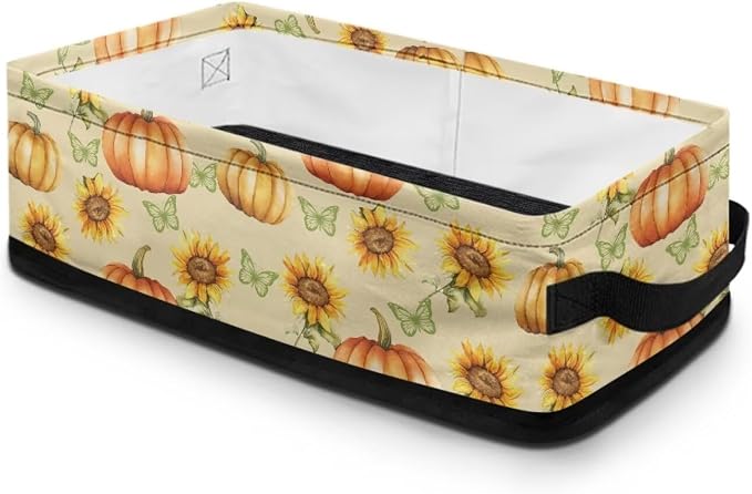 Pumpkin Sunflower Toilet Paper Basket Bathroom Storage Basket for Organizing Toilet Paper Holder Organizer Bathroom Storage Basket for Back of Toilet Bathroom Decor