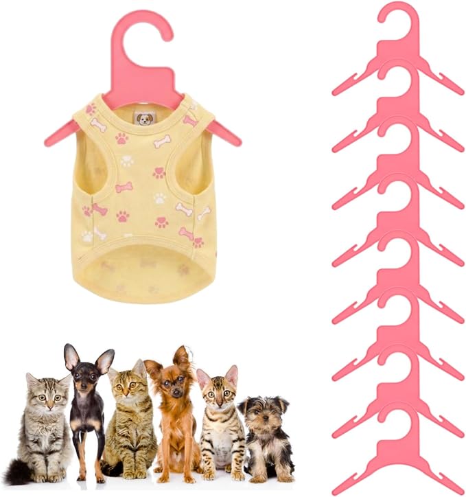 POPETPOP 10-Pack Pet Clothes Hangers Plastic Dog Clothes Hanger Rack for Small Pets Anti-Skid Puppy Cat Clothing Hanger Lightweight Closet Organizer for Indoor Outdoor Storage