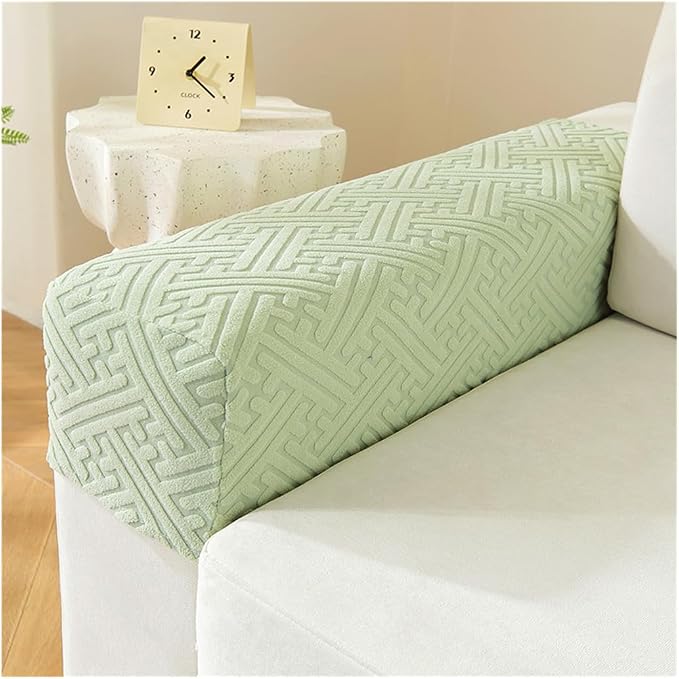 Sofa Arm Covers Set of 2 Squared, Non-Slip Arm Covers Protector for Dogs, Cats, Pets, Couch Armchair (A Green)