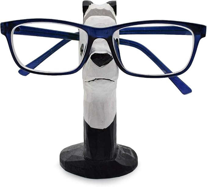 Handmade Wood Carving Eyeglasses Spectacle Holder Stand Sunglasses Display Rack Home Office Desk Décor Gift (Panda)