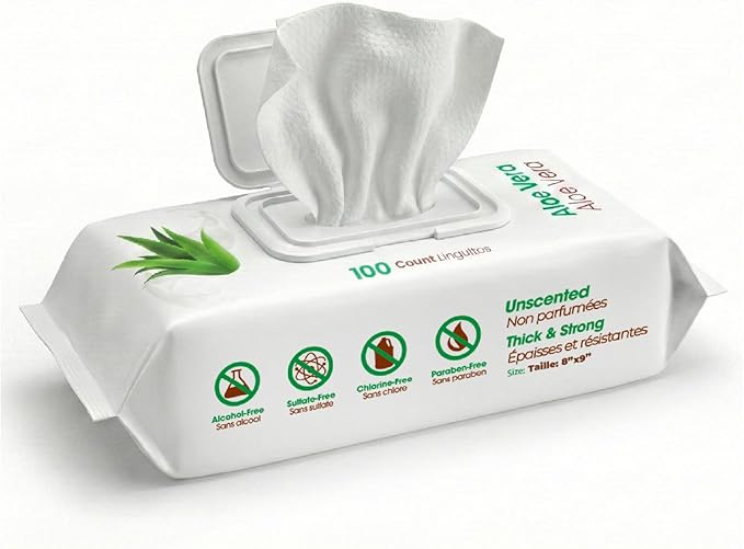 Best Pet Supplies 8" x 9" Large Unscented Dog Wipes - Cleaning and Deodorizing for Paws and Coat - Gentle Formula with Aloe Vera Vitamin E for Puppies and Cats - 100 Count (Pack of 12)