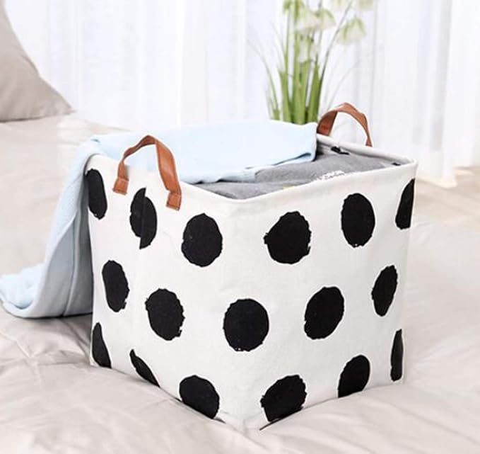 Square Canvas Toy Storage Bins Basket with Handle Collapsible Toy Organizer for Nursery Storage, Kid's Toy & Laundry, Gift Baskets(Round)
