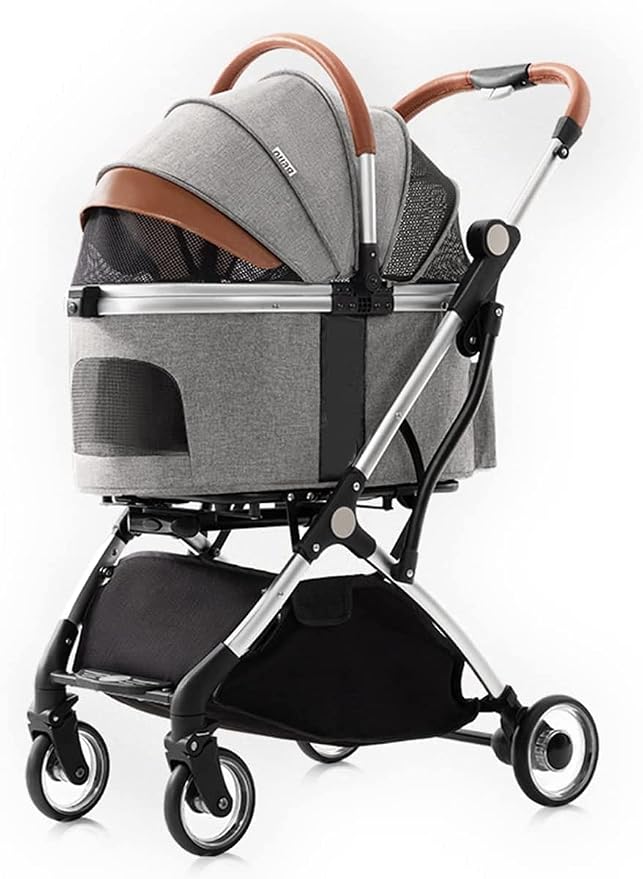 Pet Stroller Strolling Cart Dog Cat Cage 4 Wheels Jogger for Medium Small Dogs Cats Travel Folding Carrier Waterproof Puppy Strollers (Gray(Grey))