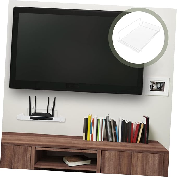 PRETYZOOM 3pcs Space-Saving Wall Decor Aesthetic Room Organizer Router Projector Shelf Cable Management