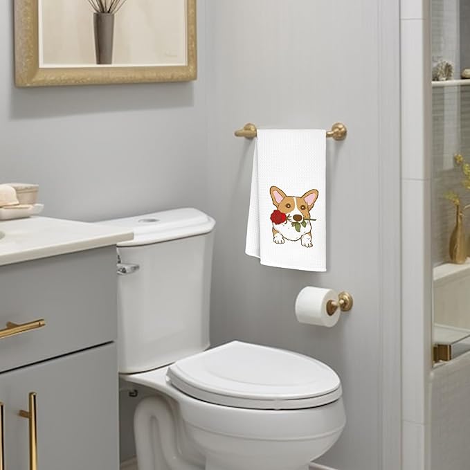 Jvpke Corgi Hand Towel for Bathroom Kitchen, Corgi Decor for Home, Corgi Gifts for Her Girls Women Men Kids, Corgi Kitchen Decorative Towels, 16x24 in