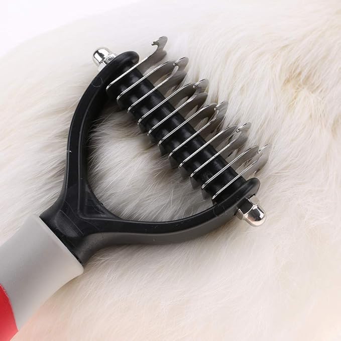 Deshedding Dog Brush, Cat Brush Dog Brush for Shedding Dog Rake Double Sided Undercoat Rake Comb for Detangling, Deshedding Pet Grooming Brush for Small, Medium Dogs and Cats