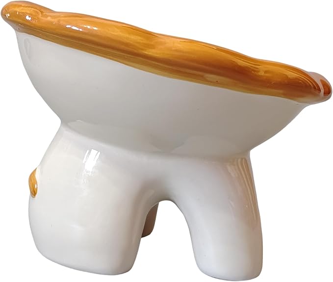 Lion Themed Tilted Ceramic Pet Bowl - High-Raised Cat/Dog Dish, 15° Anti-Regurgitation, 120g Large Capacity