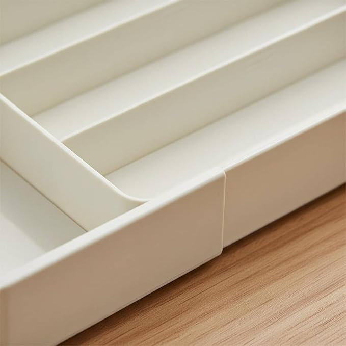 Drawer Organizer Expandable Utensil Tray Cutlery Holder Drawer Divider Storage Tray PET Construction With Removable Sections for Large Capacity