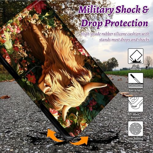Rotating Handle Case for Samsung Tab S10 Ultra 2024/Galaxy S9 Ultra 2023 14.6", 360 Degree Swivel Kickstand with Magnetic Closure Shockproof Leather Protective Cover, Grass Grass Field Cow