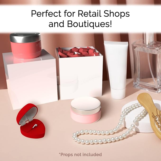 2 Pack 5" Acrylic Display Riser Box with One Open Side No Lid Versatile Preassembled Glossy White Square Retail Merchandise Storage Bin or Product Platform by Marketing Holders