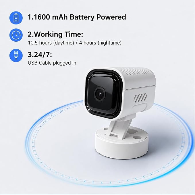 Upgraded 1080P Mini Camera for Home, Office, Pets & Baby Monitoring Compact Wireless Indoor Security Camera with AI Motion Detection, Auto Night Vision & 2-Way Audio,Cloud Storage