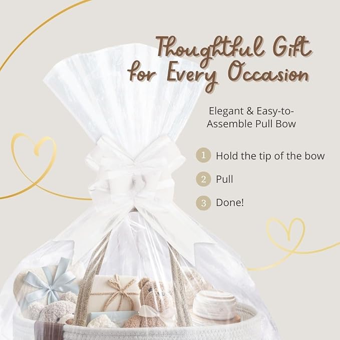 DECOMOMO Diaper Caddy, Empty Woven Basket for Gifts, Large Gift Set | Baby Baskets for Baby Shower Newborn, Caddy Organizer (Spiral Biege & White)