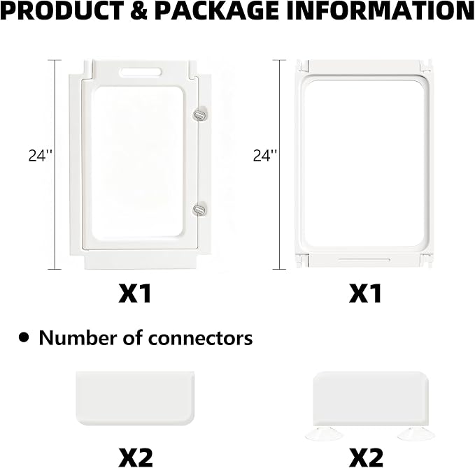 Jalove Acrylic Indoor Dog Playpen for Small and Medium Dogs, 24 inch, 2 Panels, Includes 1 Gate & 1 Panel, White