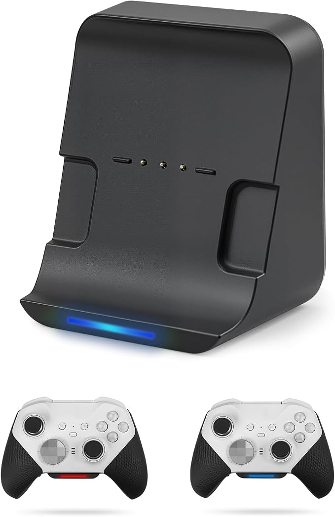 Space Saving Wall Mount Charging Dock fits for Xbox Elite Series 2 Controller, Display Dock Only Slim Desktop Stand Holder with RGB Charging Indicator, 3.3FT Type C Cable, Stay Ready to Game,1 Pack