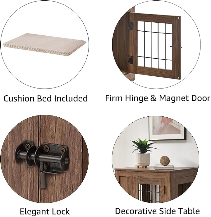 unipaws 25.5 Inch Furniture Style Dog Crate for Small Dogs, Cats, Rabbit | Indoor Puppy Kennel, Modern Decorative Wood Wire Cage, Pretty Cute End Side Table Nightstand