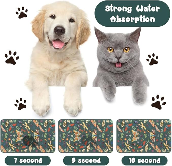 Dog Food Mats for Floors Waterproof, Pet Water Bowl Mats Pet Feeding Absorbent Placemats 12 * 20 inch