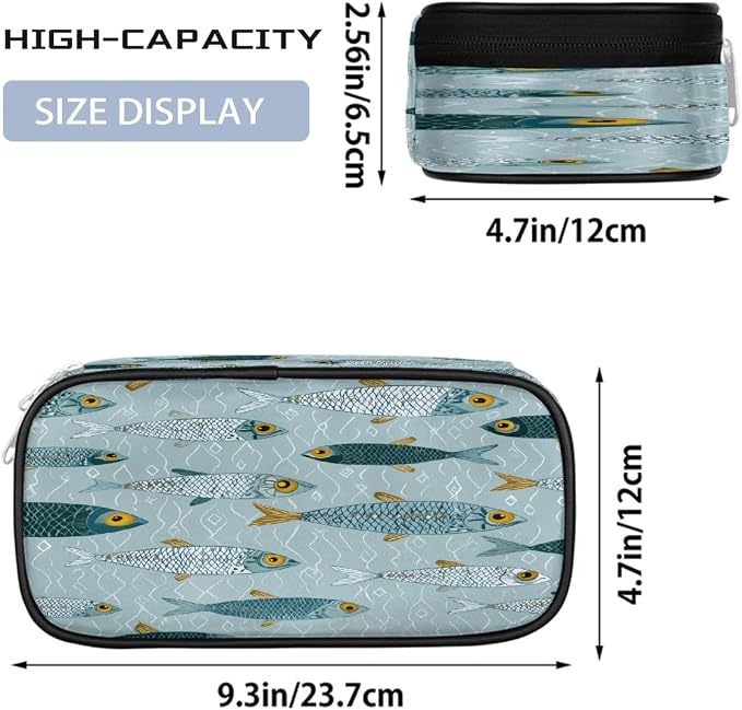 Pencil Case Large Capacity Pencil Bag Cute Fish Pattern Pouch Box Organizer Pen Case, School Supplies for Teen Adult