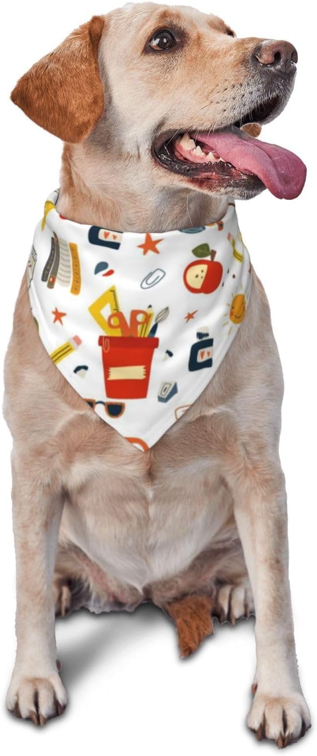 Teacher's Pet Dog Bandana,Funny Bandana Gift,Photo Prop Accessories for Dog Lovers Owner Gift,Triangle Reversible Fall Scarf, Adjustable (Back to School Season)