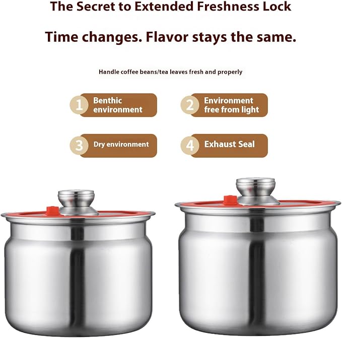 Sturdy Stainless Steel Kitchen Storage Jars with Clip Airtights Seal for Preserving Rice Flour Coffee Dry Goods Stainless Steel Food Storage Containers