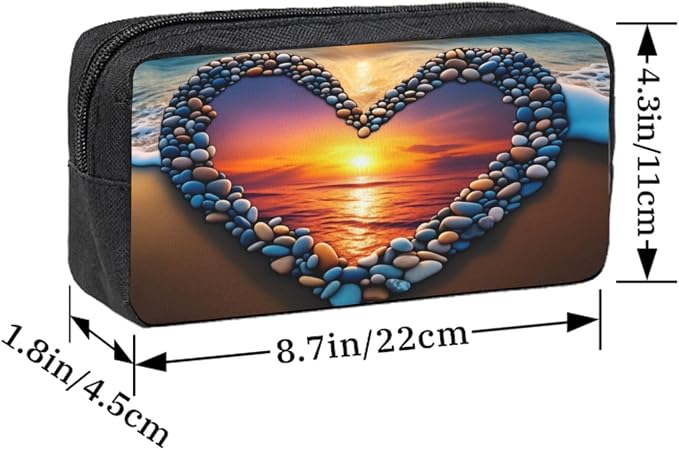 Love Beach Large Pencil Case, Durable Pen Bag Zipper Organizer Pouch for Office Travel for Women Men