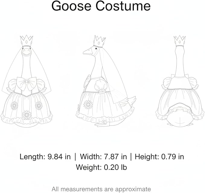 9.84 x 7.87 Inch Yellow Goose Costume for Dogs, Lightweight Polyester Pet Outfit for Halloween Party Photo Prop