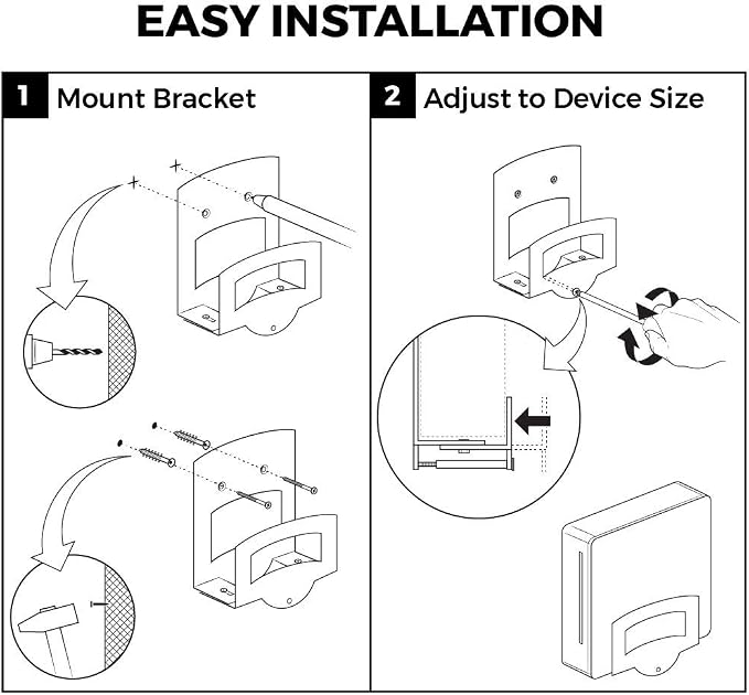 HumanCentric Cable Box & Modem Mount | Adjustable Wall Mount | For Small & Wide Devices, Cable Boxes, Modems, DVD Players, Streaming Media Devices, Mount Behind TV, Hardware Included