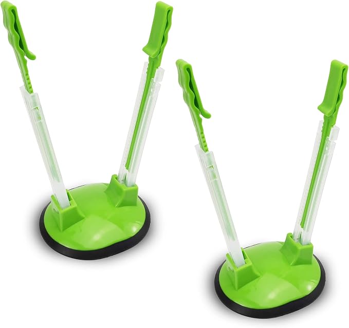 Baggy Rack Hands-Free Clip Food Storage Freezer Baggy Holder,Bag Holder For Plastic Bags Stand/Pack of 2 Green