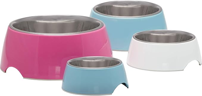 Loving Pets - Retro Bowl Dog Food Water Bowl No Tip Stainless Steel Elevated Pet Bowl No Skid Spill Proof (Extra Small, Blue)