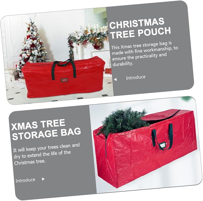 Christmas Tree Storage Bag Large Capacity Pouch for Holiday Decorations Oxford Handles Fits Trees Red