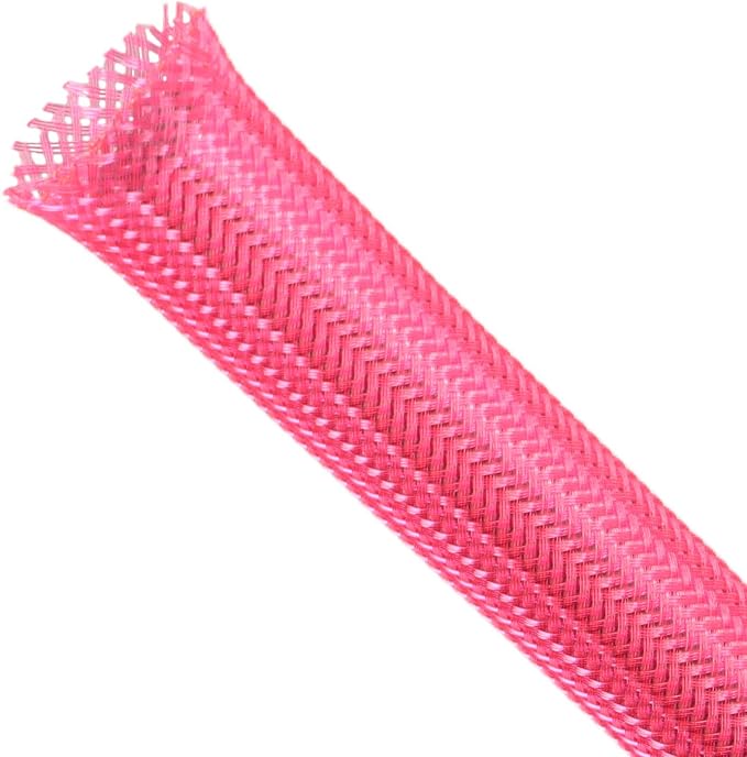 Braided Expandable Cable Sleeve, PET Wire Loom, Flexible Mesh Sleeving Cord Management for TV, Computer, Home Theater, Automotive, Protect Cat from Chewing Cords (Pink, 1" x 25ft)
