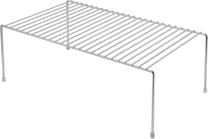 Set of 6 Large (15.7 x 9.4 Inch) Kitchen Cabinet Organizer Shelf, Wire Freezer Storage Shelves Rack, Rustproof Steel Metal Shelf Riser for Dish Plates Pantry Cupboard Organization, Chrome