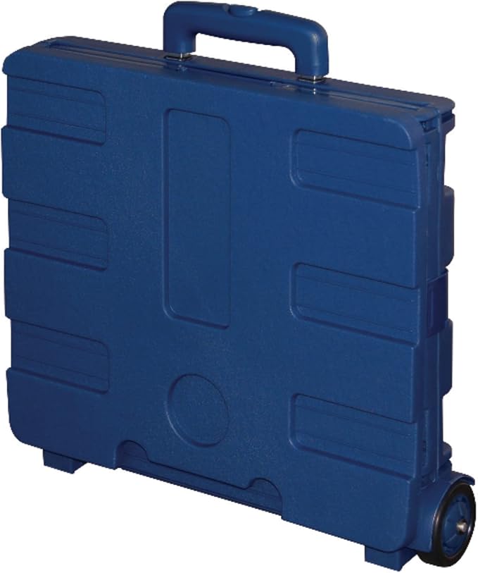 Office Depot Mobile Folding Cart with Lid, 16in.H x 18in.W x 15in.D, Blue, 50803