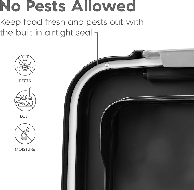 IRIS USA Dog Food Storage Container, Up to 38 lbs, Black, Made in USA | Wheels for Mobility, Airtight Seal, BPA-Free, Best for Bird Seed, Cat food, Cat Litter, Chicken Feed, Pellets