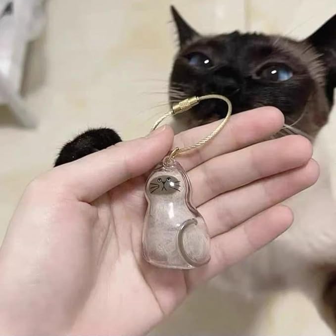 Cat Hair Storage Keychain,Transparent Cat and Dog Hair Storage Capsule,Welldonepet Cats Hairs Keychain