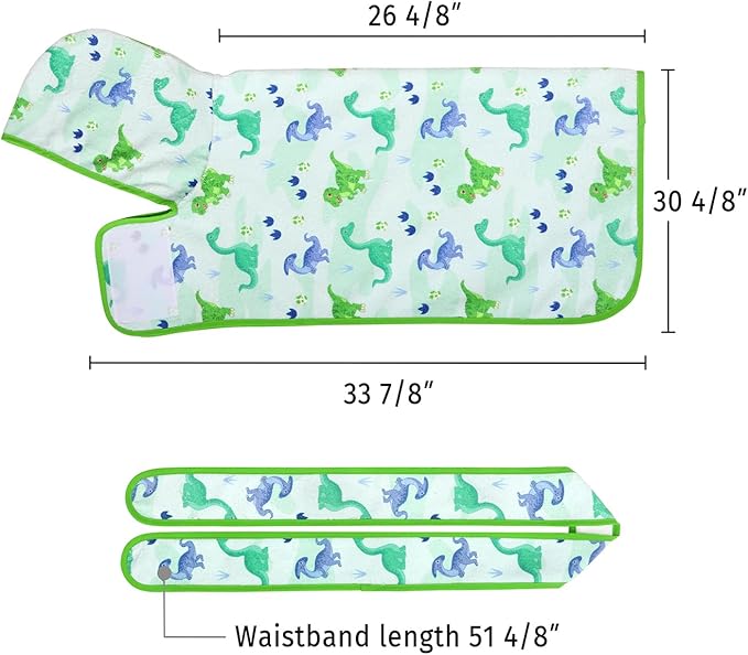 HDE Dog Bathrobe Super Absorbent Quick Drying Puppy Towel Wrap Coat Adjustable After Bath Robes with Hood for Dog Sizes S-XXL Cute Dinosaurs XL