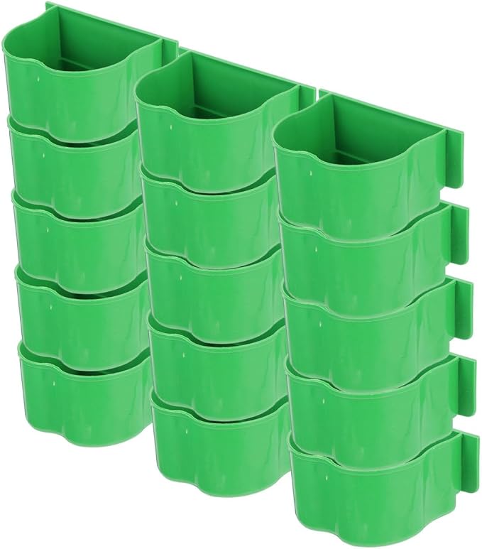KALLORY 15pcs Bird Food Holder and Parrot Feeding Bowls Set with Water Feeder Portable Bird Cage Food Bowls for Flower-Shaped Water Dish and Parakeets