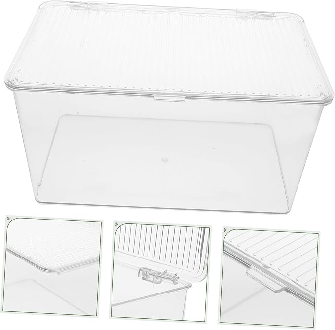 Pet Storage Box with Lid Elevated Dustproof Organizer for Books Files Cosmetics Desktop Supplies Multipurpose File Bin for Home and Office Shelving