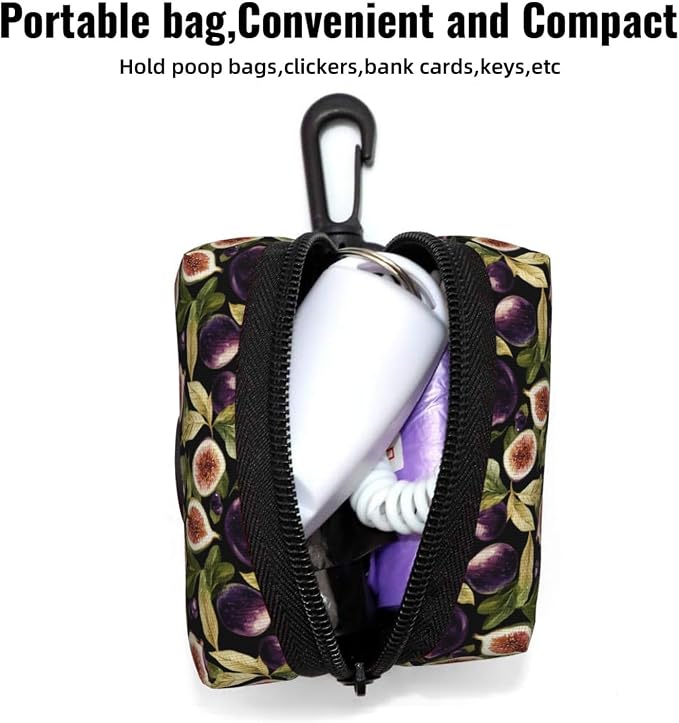 Fig Fruit Pet Waste Bag Dispenser 0.2L | Portable Dog Poop Holder Waste Bag With Zipper Park Doggy Walking Accessory