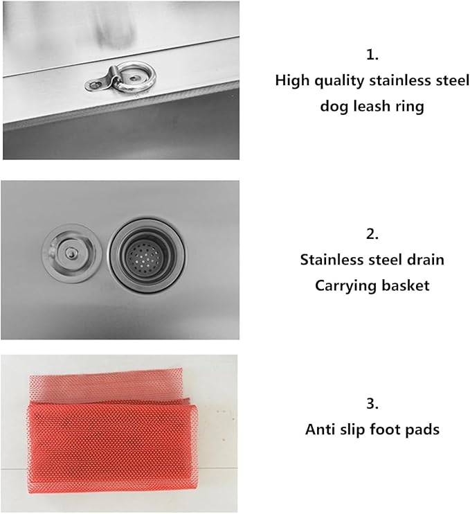 Professional Stainless Steel Pet Bathing Station with Faucet for Home Grooming of Large,Medium,and Small Pets.Silver-120x60x90cm