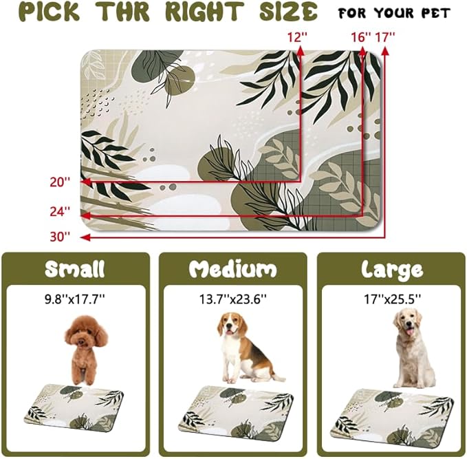 Bohemia Tropical Leaves Pet Feeding Mats - Waterproof, Absorbent Dog Cat Food and Water Bowl Mats - 17 * 30 inch