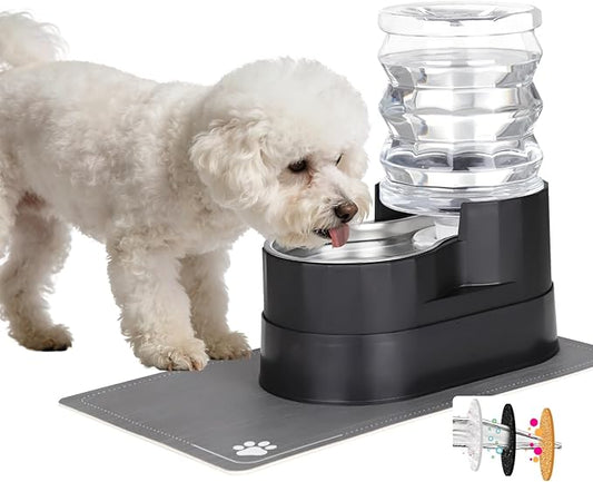 RIZZARI Automatic Cat Water Dispenser: Large 5L Black with Activated Carbon Ion Exchange System - Remove Odor/Soften Water - Prevent Urinary Stone for Senior Dogs with Joint/Spine Issues - Garden Use