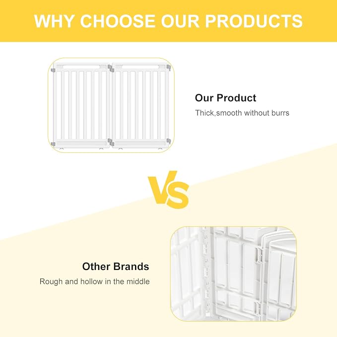Pet Playpen Foldable Gate for Dogs Heavy Plastic Puppy Exercise Pen with Door Portable Indoor Outdoor Small Pets Fence Puppies Folding Cage 6 Panels Medium Animals House Supplies